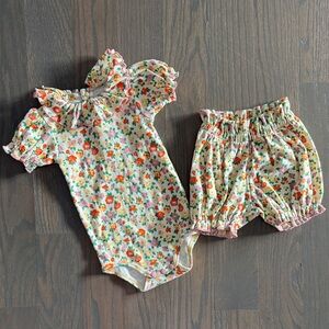 Misha and Puff Balloon Sleeve Paloma Onesie & Bubble Shorts | 0-6 Months